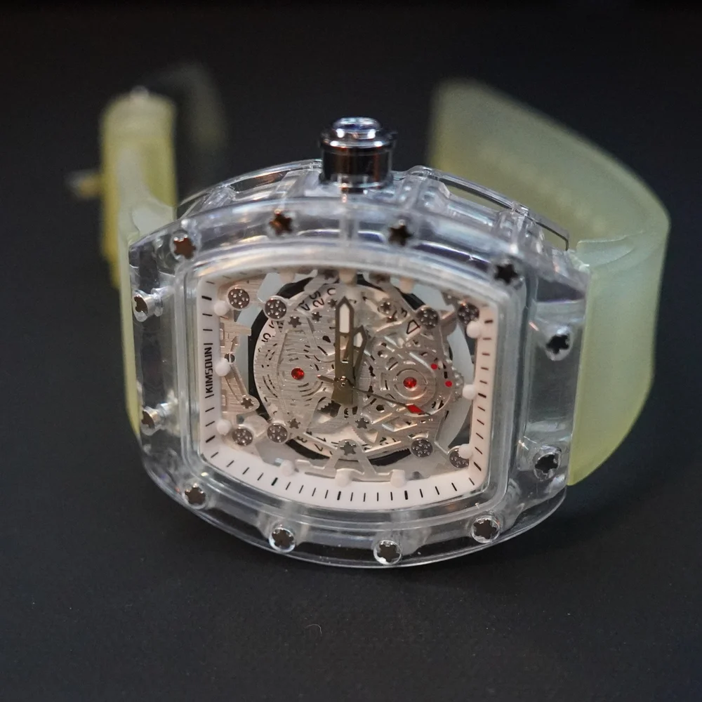 KIMSDUN Skeleton Dial Transparent Case Watch